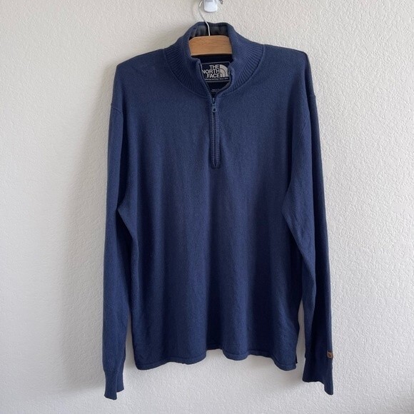 The North Face 1/4 Zip Wool Cotton Blend Mens Large Sweater Pullover - Picture 1 of 10